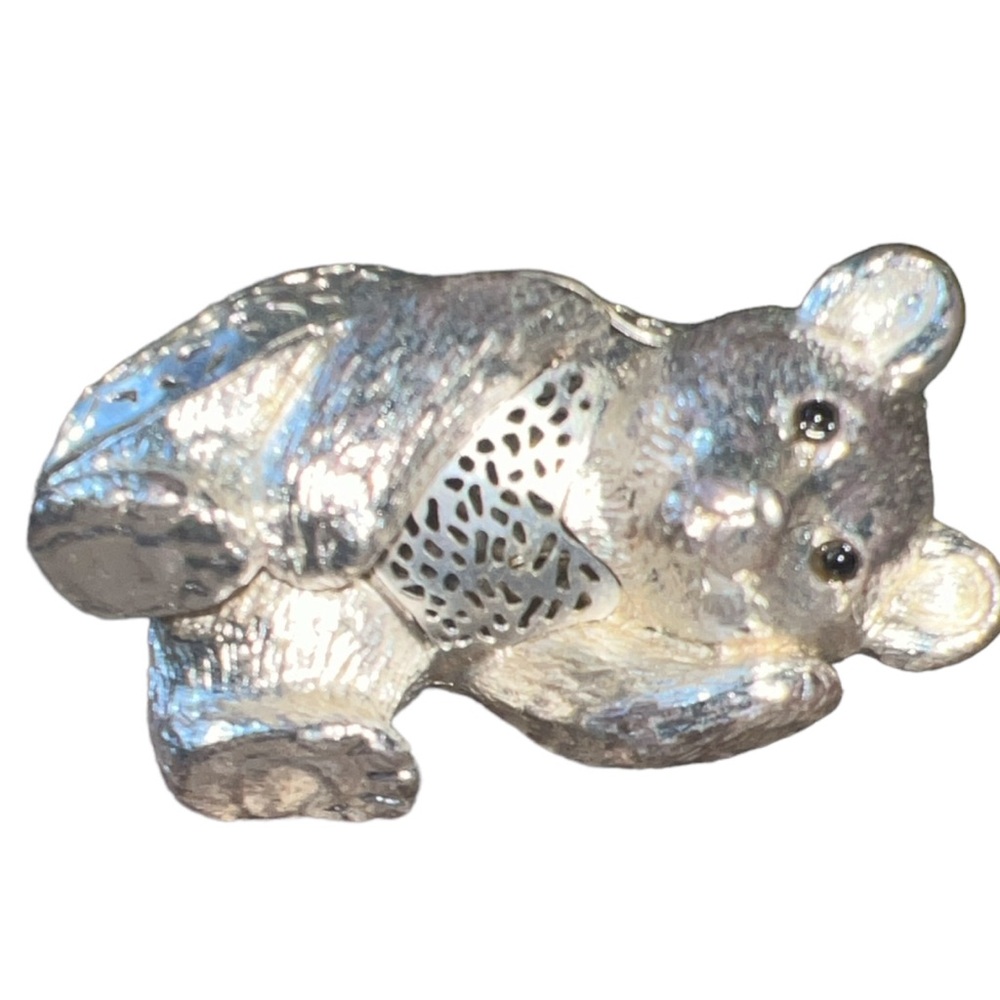 Christofle LUMIERE D'Argent Silver Plate pierced figurine Onix Eyes Sleeping Cub